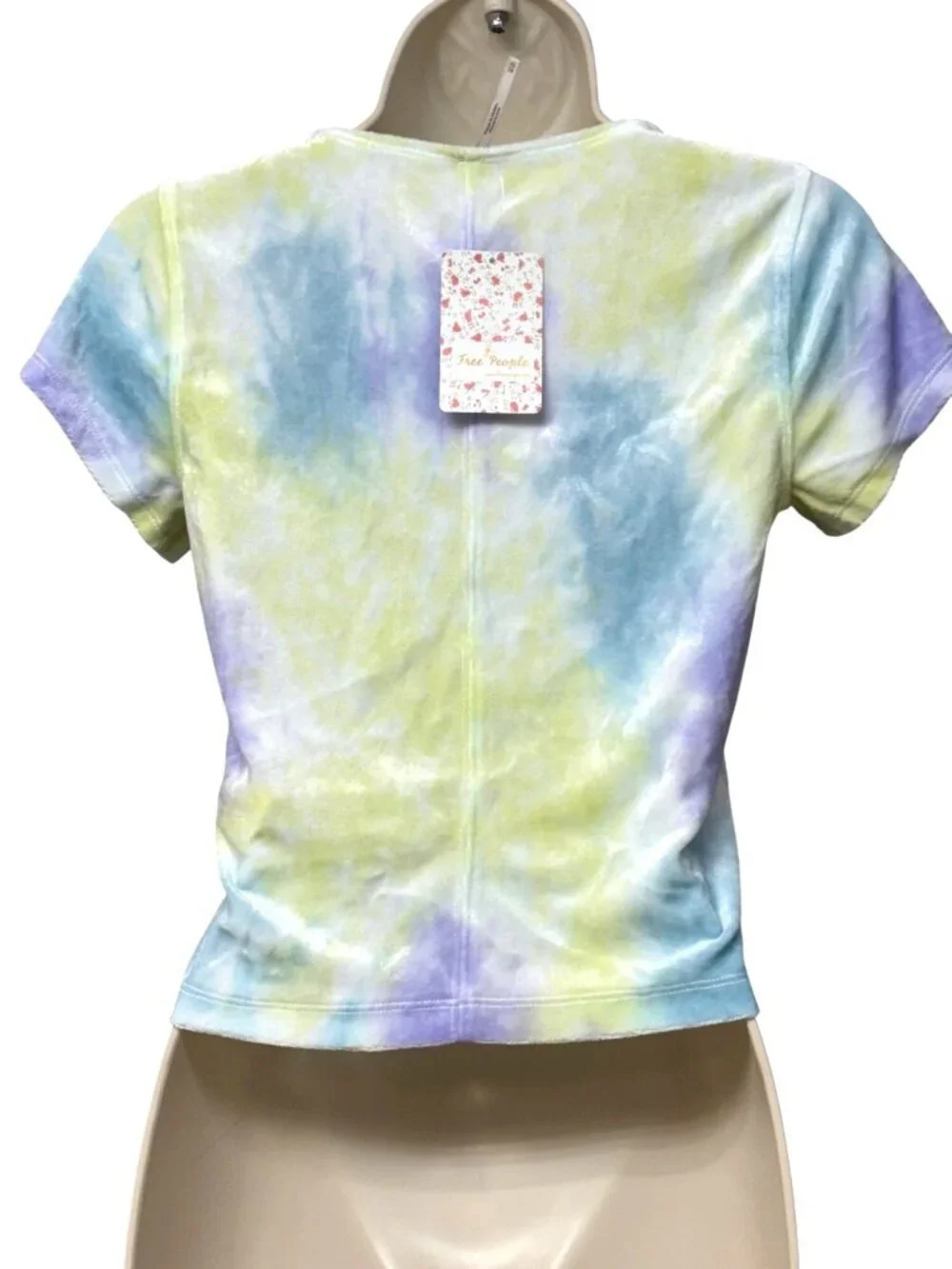 Free People Bright Eyes Velvet T-Shirt, Cloud Combo, XS